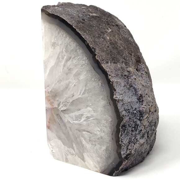 Crystal Quartz Purple Agate Geode Bookends 5" Tall 7 lbs Lavender Polished - Picture 10 of 12